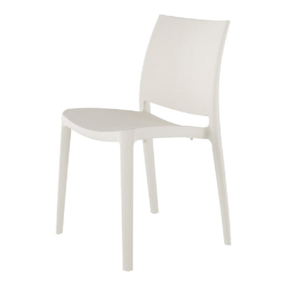 Set of Four White Heavy Duty Plastic Outdoor Stacking Dining Chairs HomeRoots
