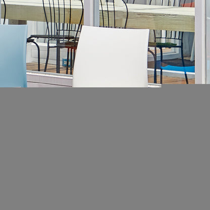 Set of Four White Heavy Duty Plastic Outdoor Stacking Dining Chairs HomeRoots