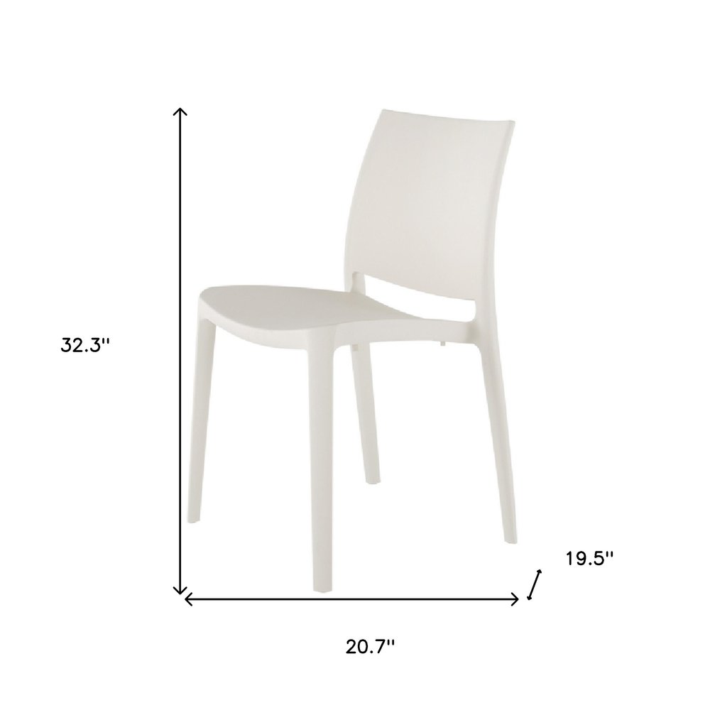 Set of Four White Heavy Duty Plastic Outdoor Stacking Dining Chairs HomeRoots
