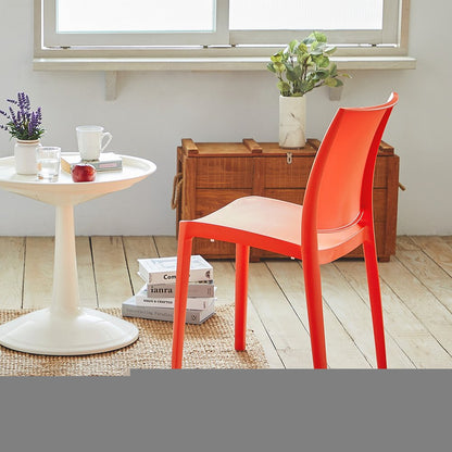 Set of Four Orange Heavy Duty Plastic Outdoor Stacking Dining Chairs HomeRoots