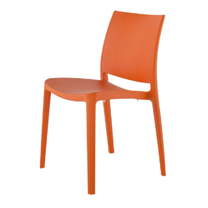 Set of Four Orange Heavy Duty Plastic Outdoor Stacking Dining Chairs HomeRoots