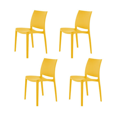 Set of Four Gold Heavy Duty Plastic Outdoor Stacking Dining Chairs HomeRoots