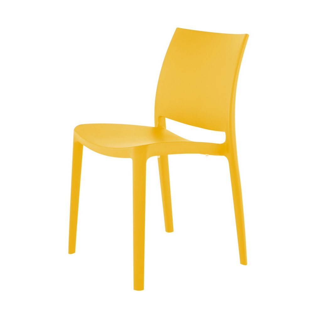 Set of Four Gold Heavy Duty Plastic Outdoor Stacking Dining Chairs HomeRoots