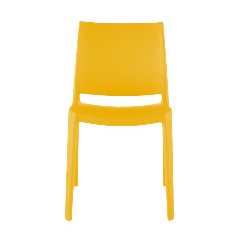 Set of Four Gold Heavy Duty Plastic Outdoor Stacking Dining Chairs HomeRoots
