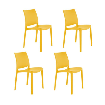 Set of Four Gold Heavy Duty Plastic Outdoor Stacking Dining Chairs HomeRoots