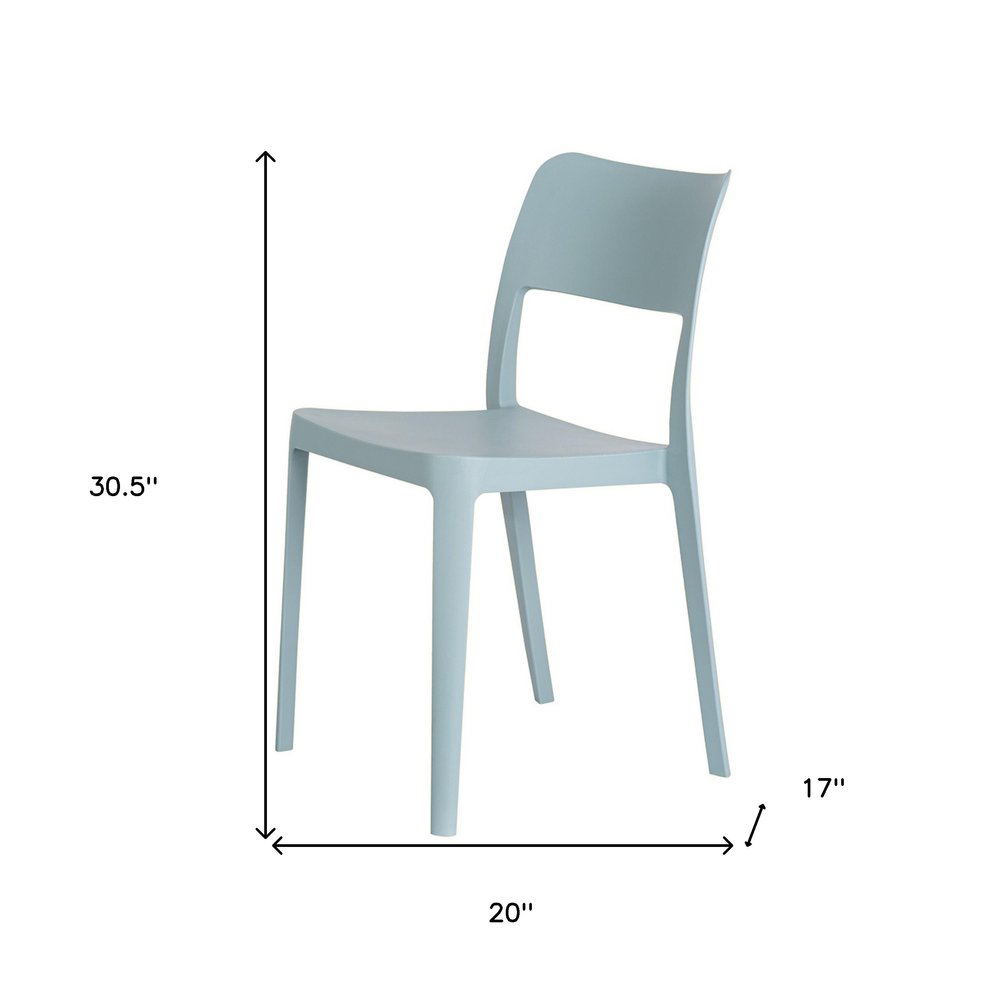 Set of Two Baby Blue Heavy Duty Plastic Outdoor Stacking Accent Chairs HomeRoots