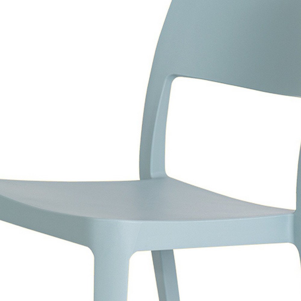 Set of Two Baby Blue Heavy Duty Plastic Outdoor Stacking Accent Chairs — view 3
