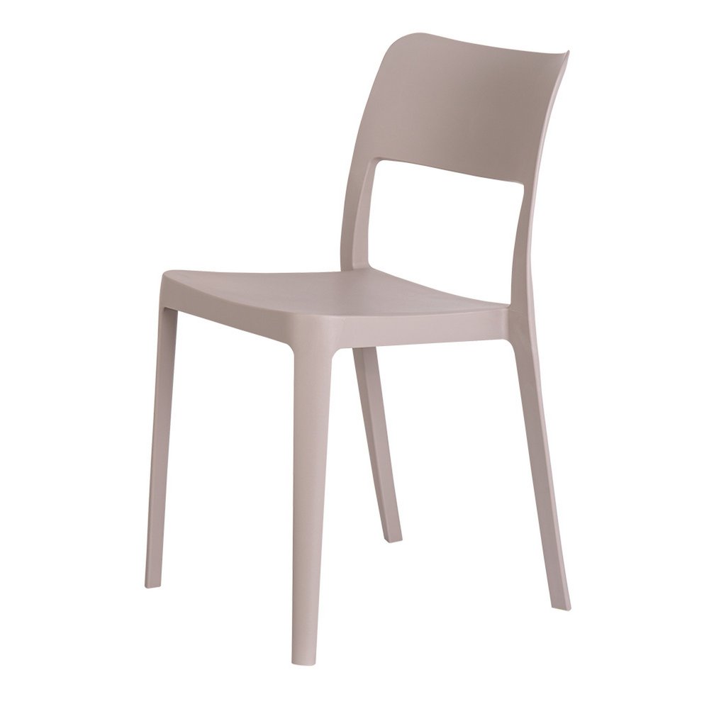 Set of Two Taupe Heavy Duty Plastic Outdoor Stacking Accent Chairs HomeRoots