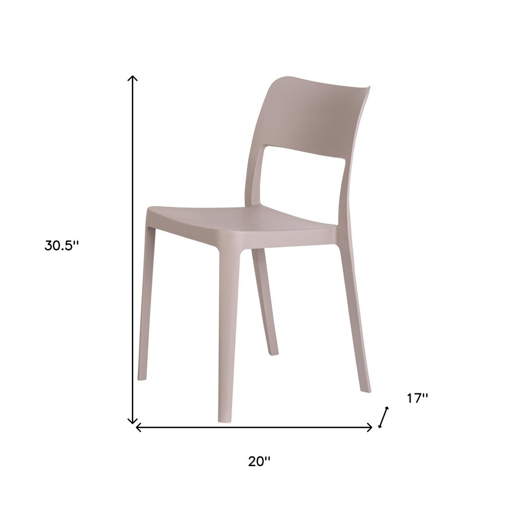 Set of Two Taupe Heavy Duty Plastic Outdoor Stacking Accent Chairs HomeRoots