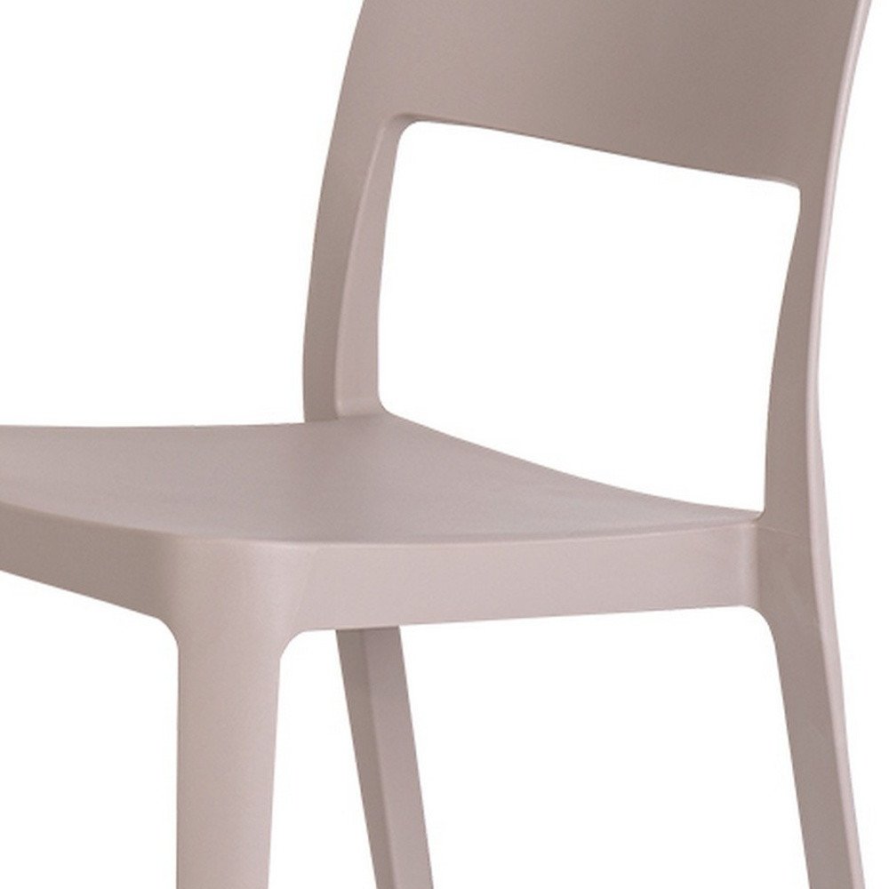 Set of Two Taupe Heavy Duty Plastic Outdoor Stacking Accent Chairs HomeRoots