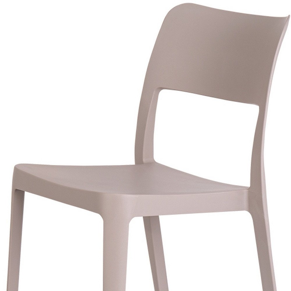 Set of Two Taupe Heavy Duty Plastic Outdoor Stacking Accent Chairs HomeRoots