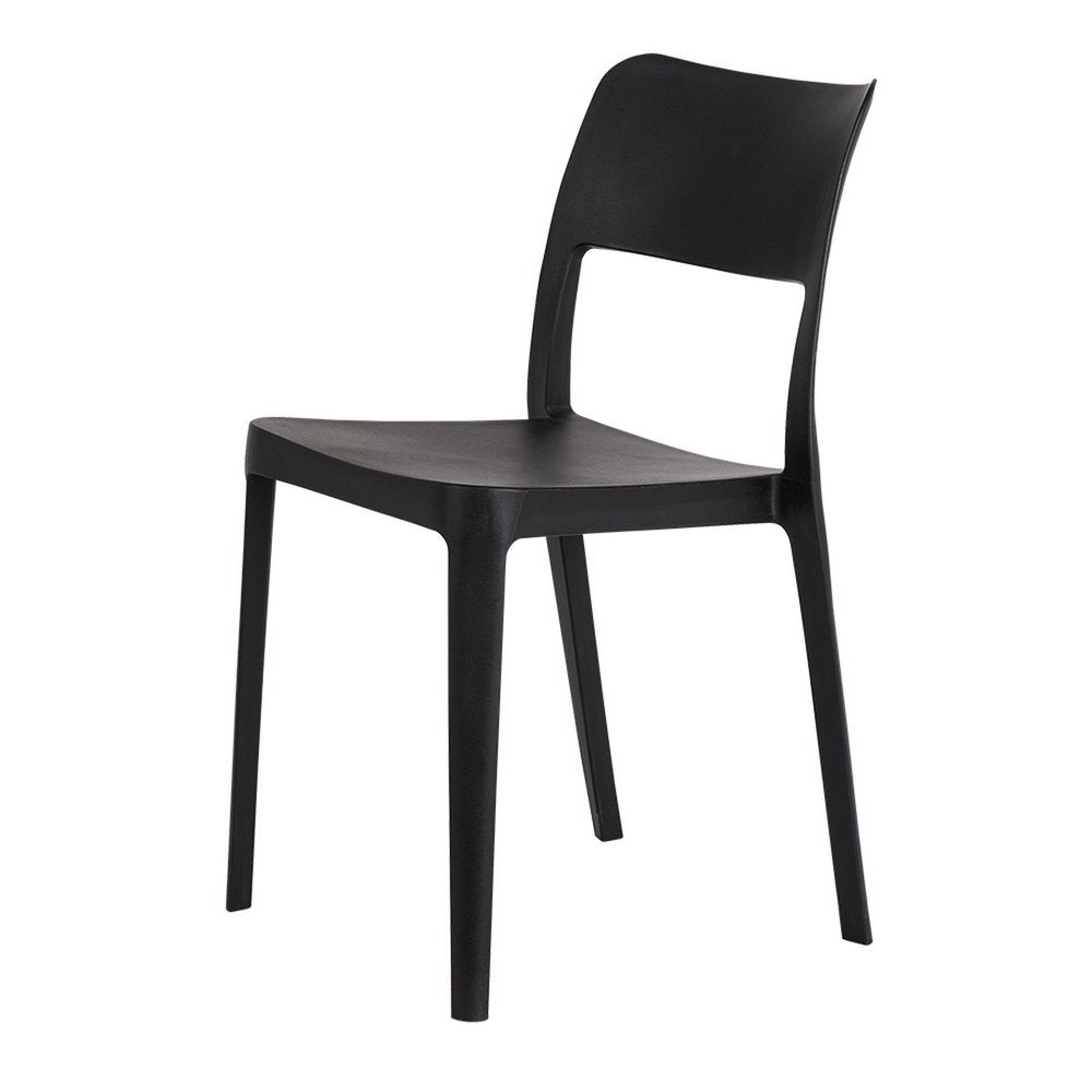 Set of Two Black Heavy Duty Plastic Outdoor Stacking Accent Chairs HomeRoots