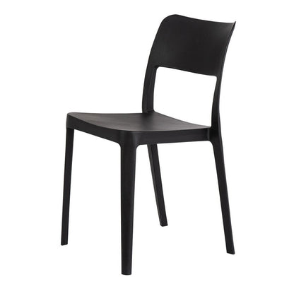 Set of Two Black Heavy Duty Plastic Outdoor Stacking Accent Chairs HomeRoots