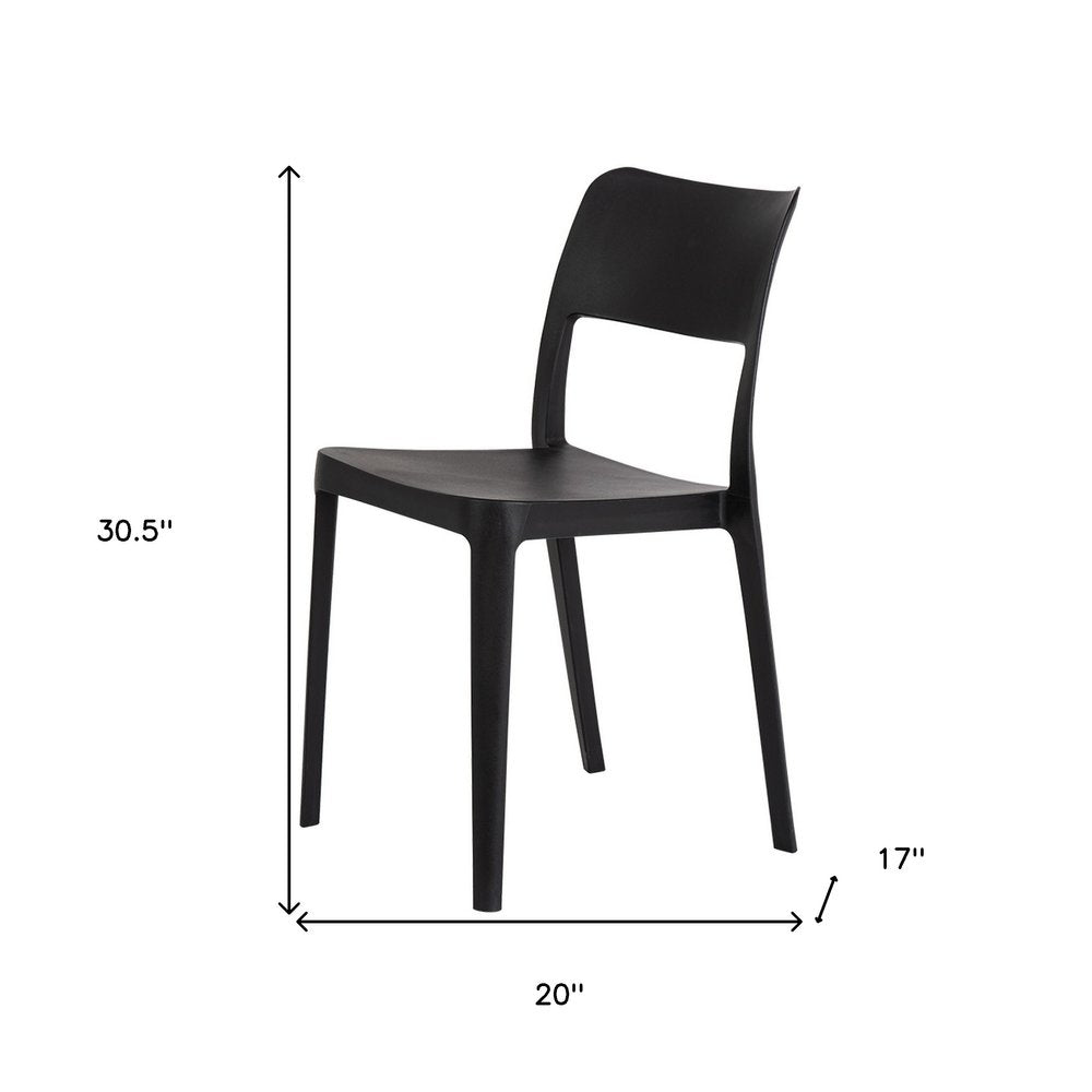 Set of Two Black Heavy Duty Plastic Outdoor Stacking Accent Chairs HomeRoots
