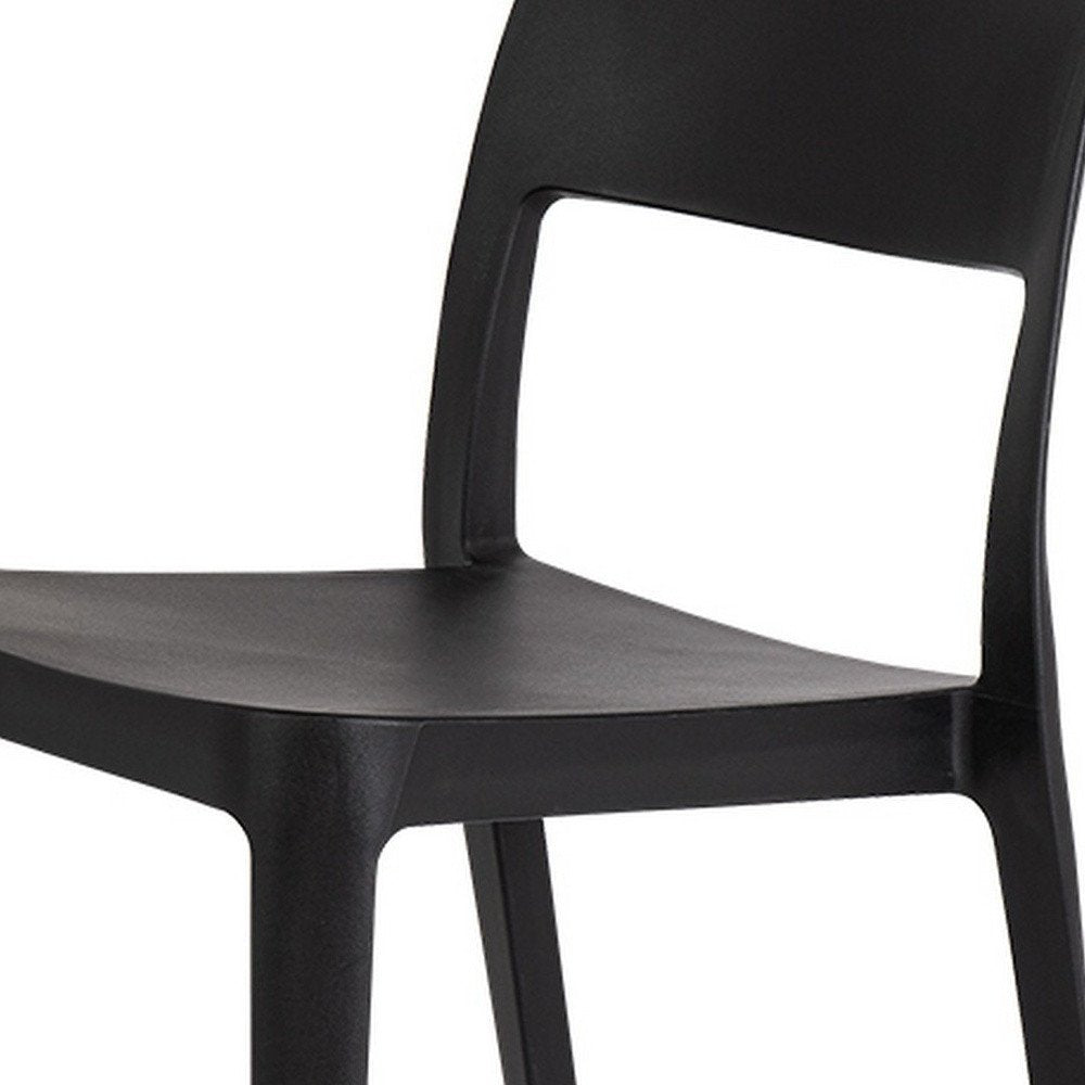 Set of Two Black Heavy Duty Plastic Outdoor Stacking Accent Chairs HomeRoots
