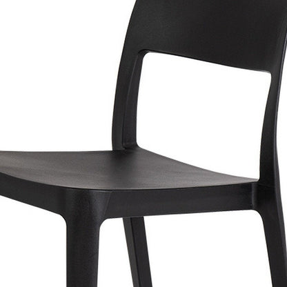 Set of Two Black Heavy Duty Plastic Outdoor Stacking Accent Chairs HomeRoots