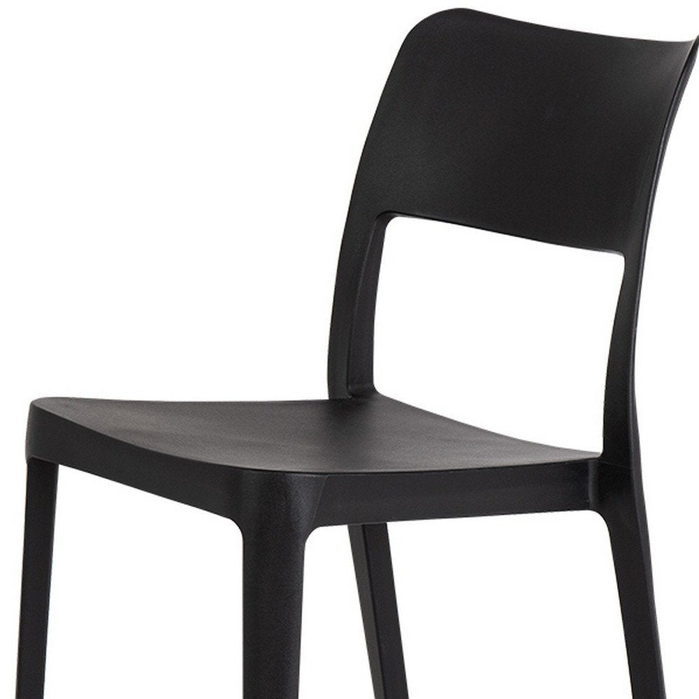 Set of Two Black Heavy Duty Plastic Outdoor Stacking Accent Chairs HomeRoots