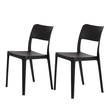 Set of Two Black Heavy Duty Plastic Outdoor Stacking Accent Chairs HomeRoots
