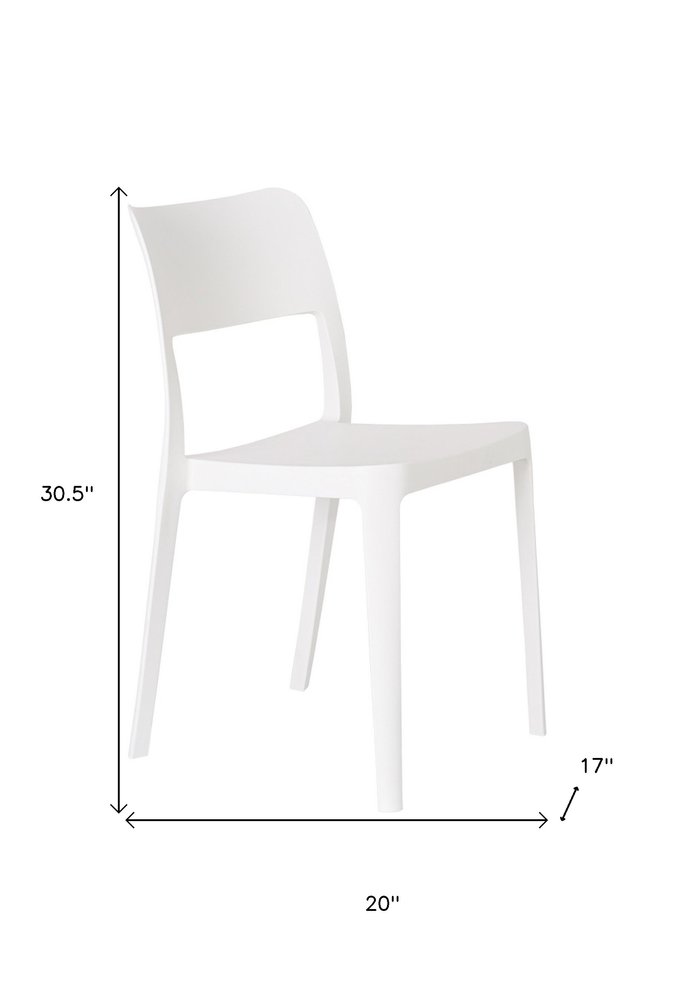 Set of Two White Heavy Duty Plastic Outdoor Stacking Accent Chairs HomeRoots