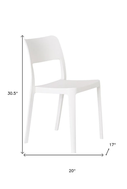 Set of Two White Heavy Duty Plastic Outdoor Stacking Accent Chairs HomeRoots