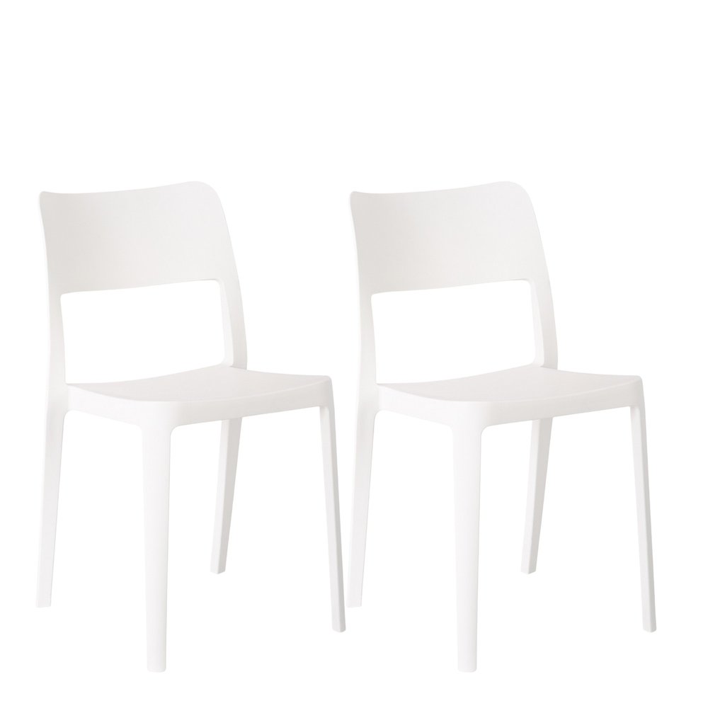 Set of Two White Heavy Duty Plastic Outdoor Stacking Accent Chairs HomeRoots