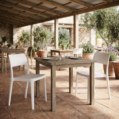 Set of Two White Heavy Duty Plastic Outdoor Stacking Accent Chairs HomeRoots