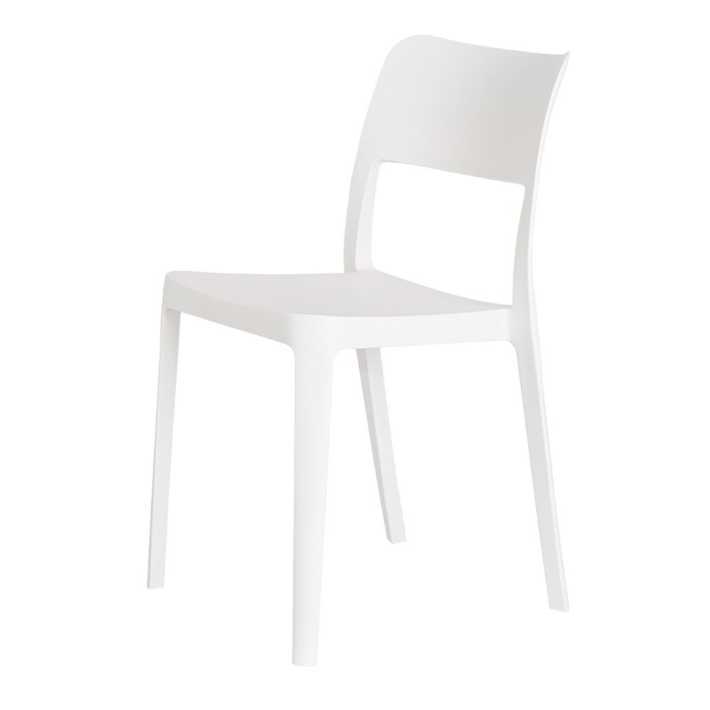 Set of Two White Heavy Duty Plastic Outdoor Stacking Accent Chairs HomeRoots