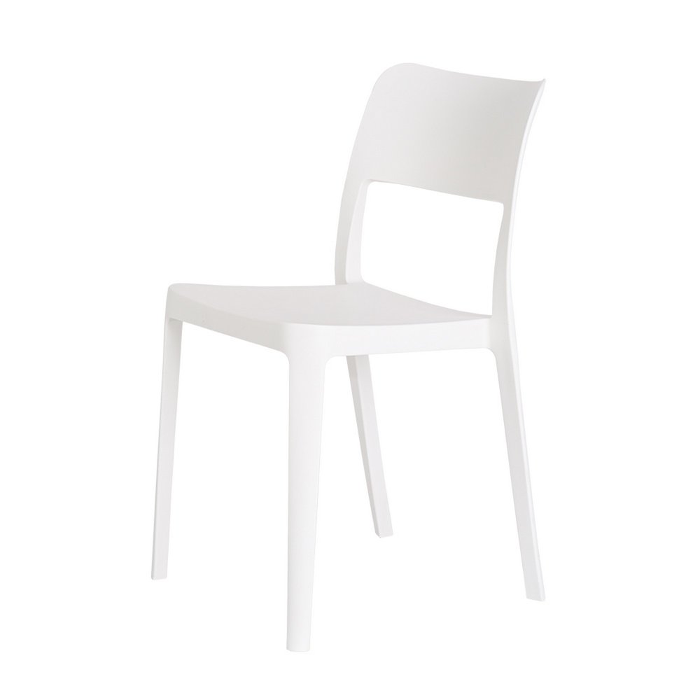 Set of Two White Heavy Duty Plastic Outdoor Stacking Accent Chairs HomeRoots
