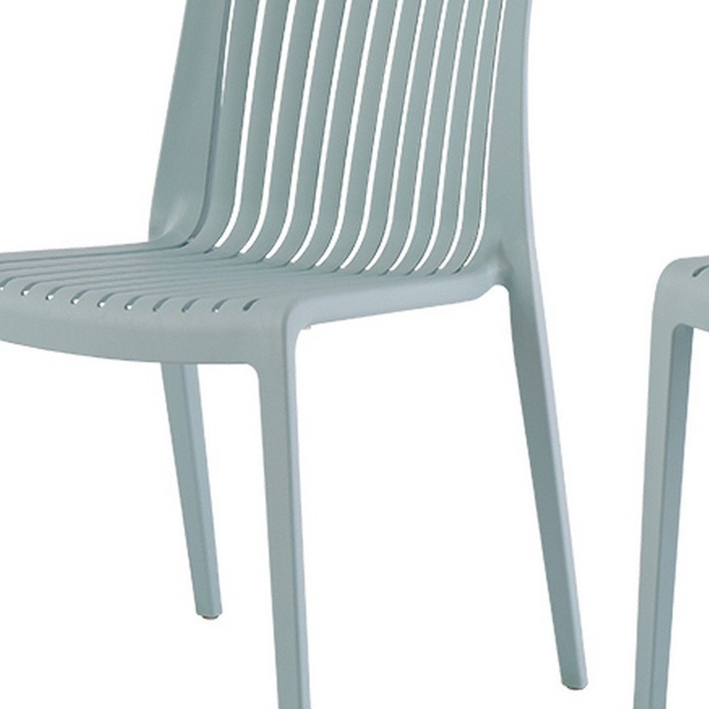 Set of Two Baby Blue Heavy Duty Plastic Outdoor Stacking Accent Chairs HomeRoots