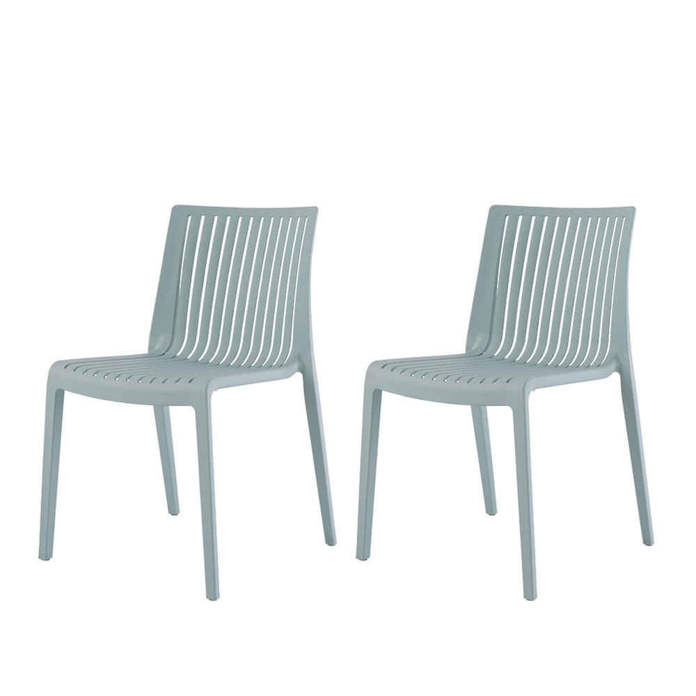 Set of Two Baby Blue Heavy Duty Plastic Outdoor Stacking Accent Chairs HomeRoots