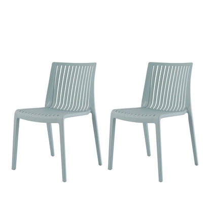 Set of Two Baby Blue Heavy Duty Plastic Outdoor Stacking Accent Chairs HomeRoots