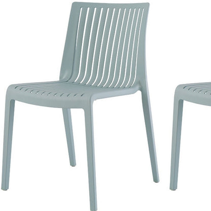 Set of Two Baby Blue Heavy Duty Plastic Outdoor Stacking Accent Chairs HomeRoots