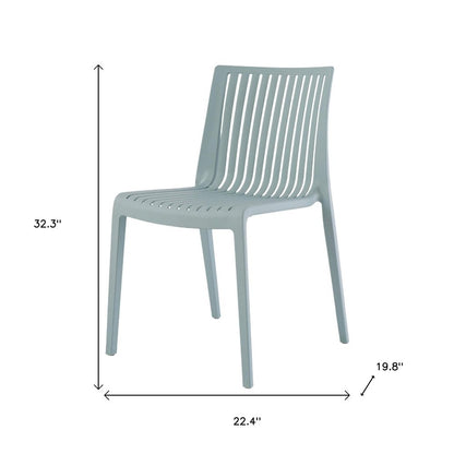 Set of Two Baby Blue Heavy Duty Plastic Outdoor Stacking Accent Chairs HomeRoots