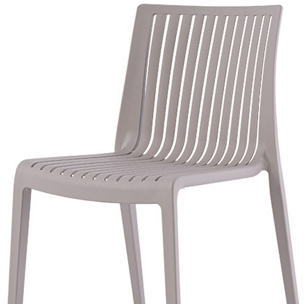 Set of Two Taupe Heavy Duty Plastic Outdoor Stacking Dining Chairs HomeRoots
