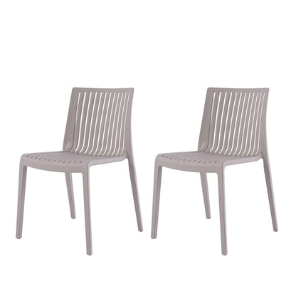 Set of Two Taupe Heavy Duty Plastic Outdoor Stacking Accent Chairs HomeRoots