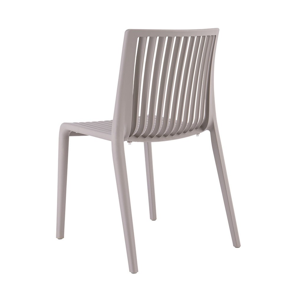 Set of Two Taupe Heavy Duty Plastic Outdoor Stacking Dining Chairs — view 5