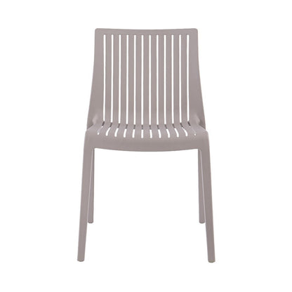 Set of Two Taupe Heavy Duty Plastic Outdoor Stacking Accent Chairs HomeRoots