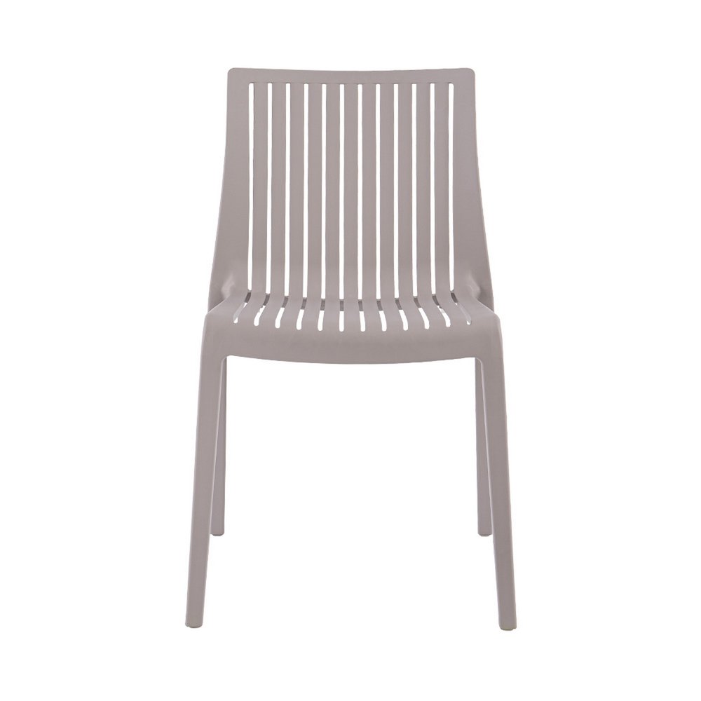 Set of Two Taupe Heavy Duty Plastic Outdoor Stacking Dining Chairs — view 6