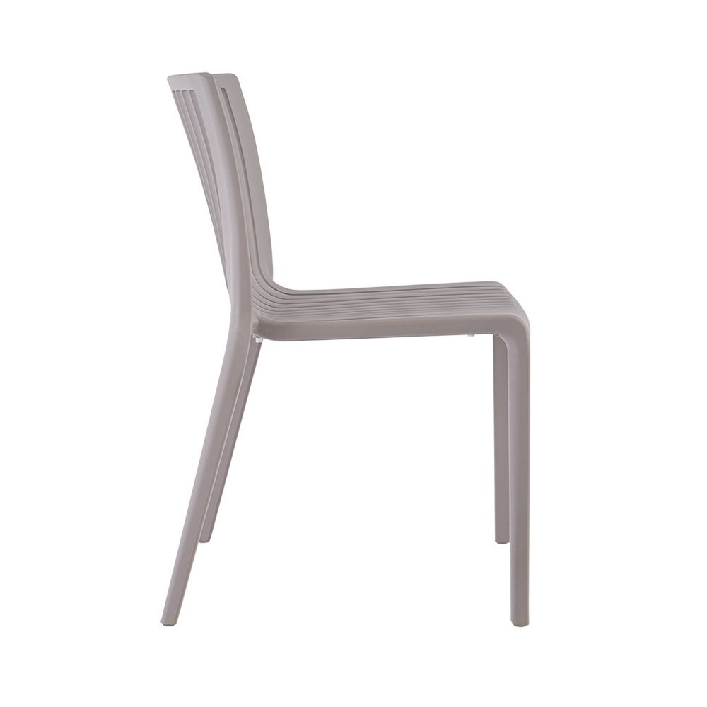 Set of Two Taupe Heavy Duty Plastic Outdoor Stacking Accent Chairs HomeRoots