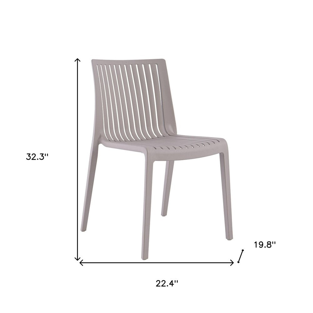 Set of Two Taupe Heavy Duty Plastic Outdoor Stacking Accent Chairs HomeRoots