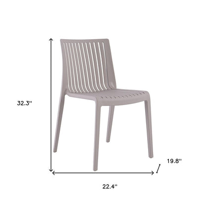 Set of Two Taupe Heavy Duty Plastic Outdoor Stacking Accent Chairs HomeRoots