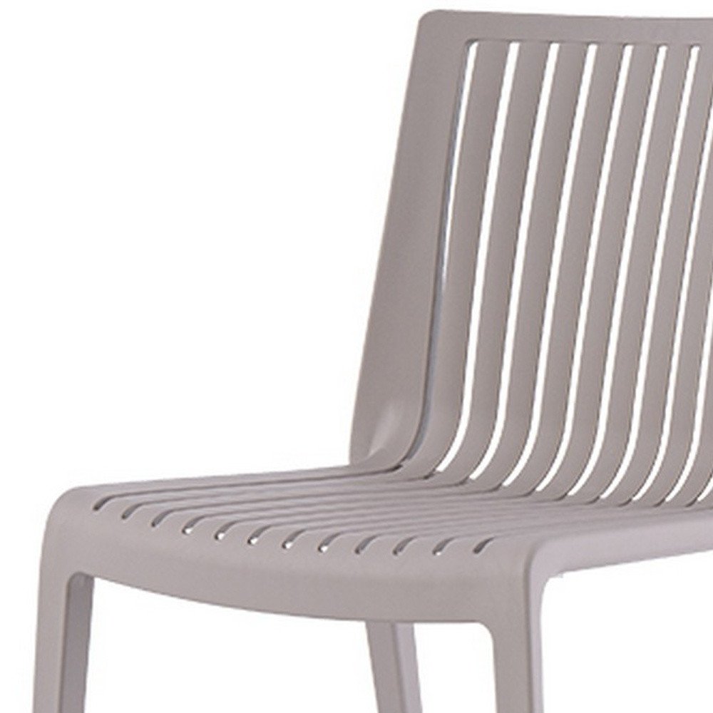 Set of Two Taupe Heavy Duty Plastic Outdoor Stacking Dining Chairs — view 8