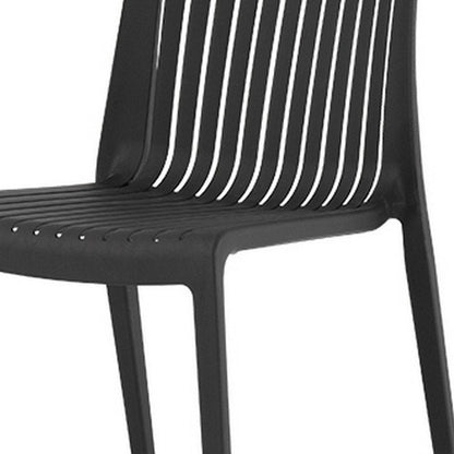 Set of Two Black Heavy Duty Plastic Outdoor Stacking Accent Chairs HomeRoots
