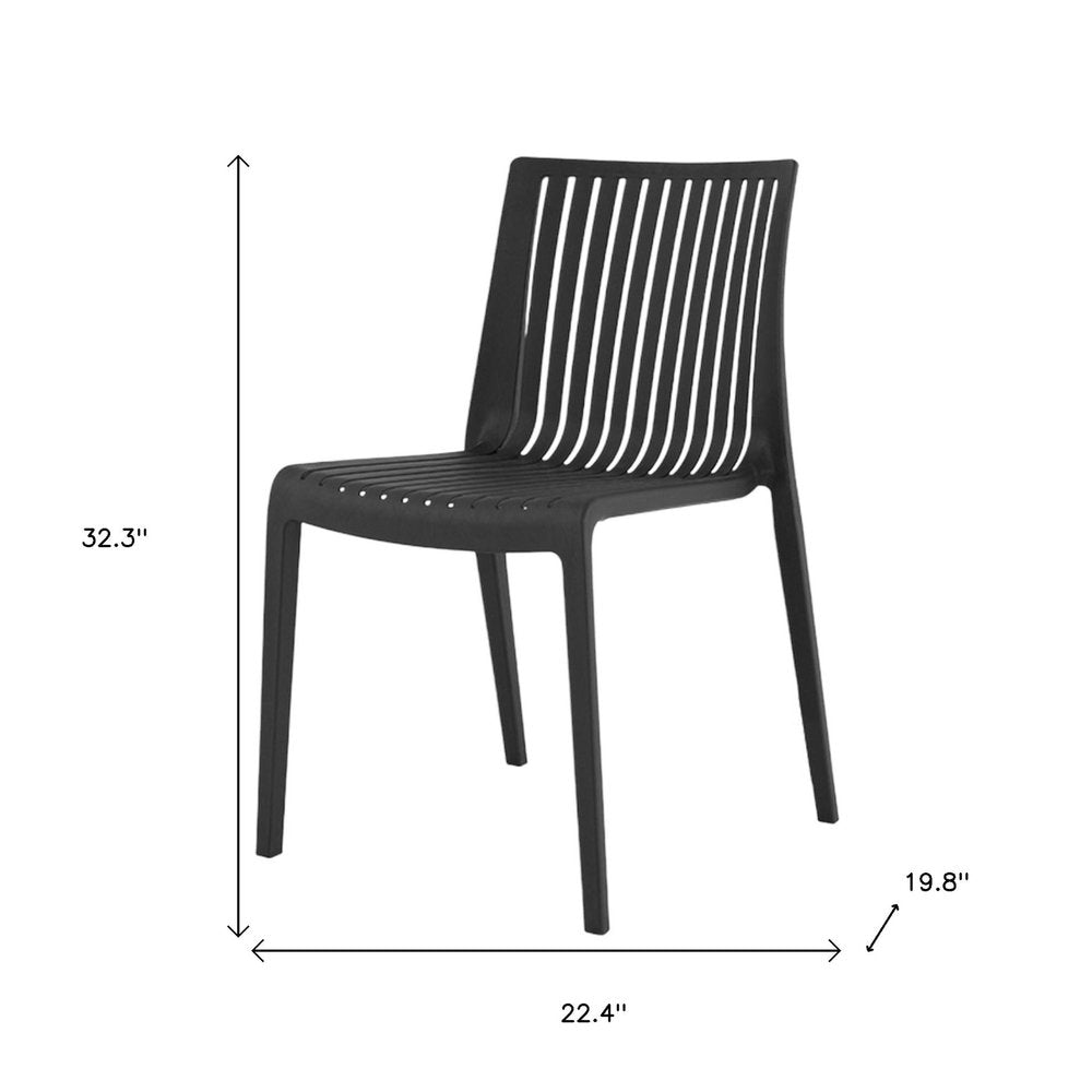 Set of Two Black Heavy Duty Plastic Outdoor Stacking Accent Chairs HomeRoots