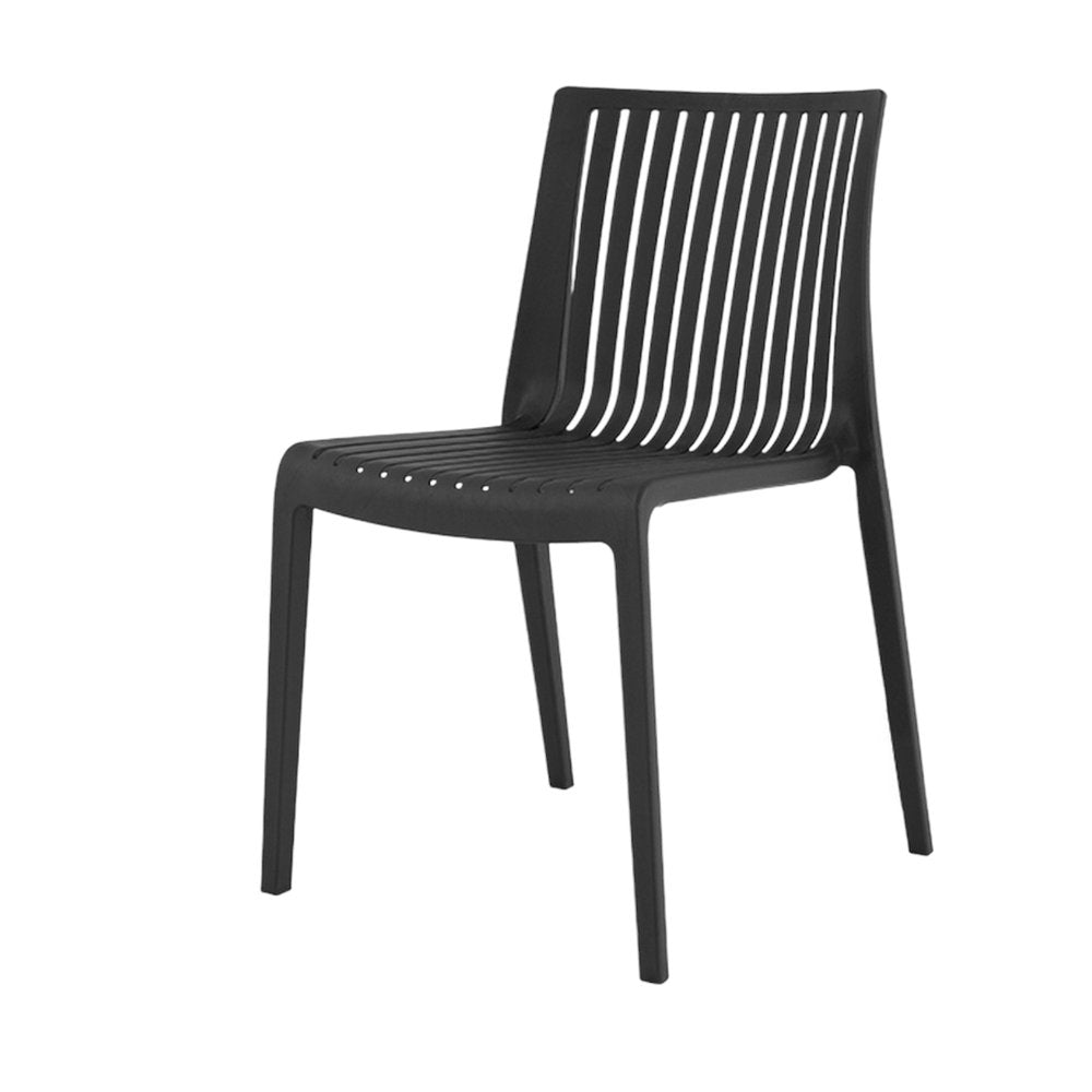 Set of Two Black Heavy Duty Plastic Outdoor Stacking Accent Chairs HomeRoots