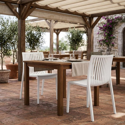 Set of Two Taupe Heavy Duty Plastic Outdoor Stacking Dining Chairs HomeRoots