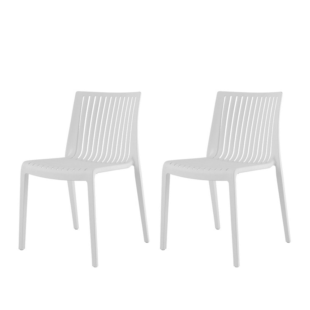 Set of Two White Heavy Duty Plastic Outdoor Stacking Accent Chairs HomeRoots