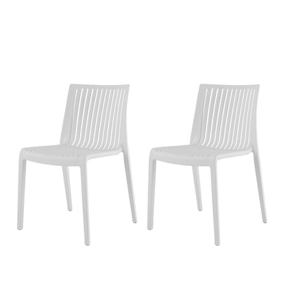 Set of Two White Heavy Duty Plastic Outdoor Stacking Accent Chairs HomeRoots
