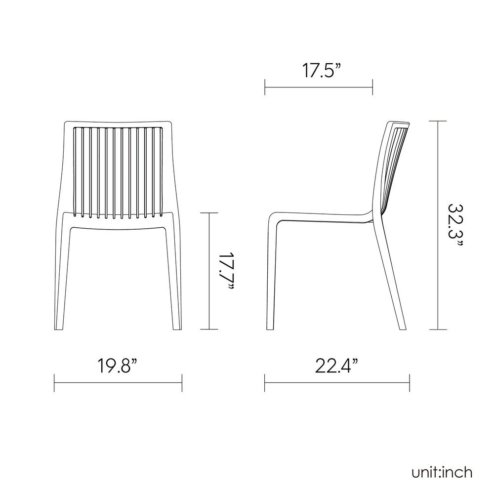 Set of Two White Heavy Duty Plastic Outdoor Stacking Accent Chairs HomeRoots