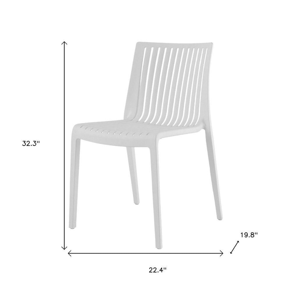 Set of Two White Heavy Duty Plastic Outdoor Stacking Accent Chairs HomeRoots